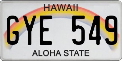 HI license plate GYE549