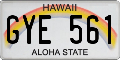 HI license plate GYE561