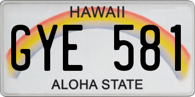 HI license plate GYE581