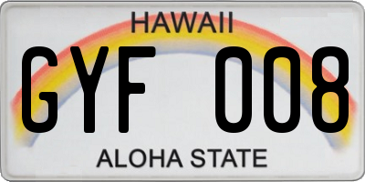 HI license plate GYF008