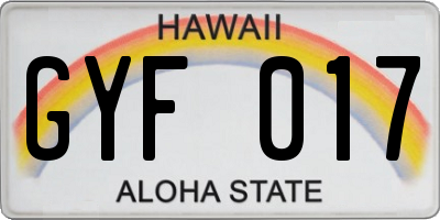 HI license plate GYF017