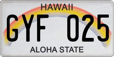 HI license plate GYF025