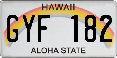 HI license plate GYF182