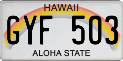 HI license plate GYF503