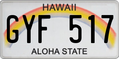 HI license plate GYF517