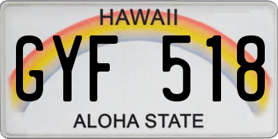 HI license plate GYF518