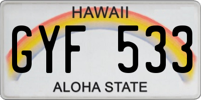 HI license plate GYF533