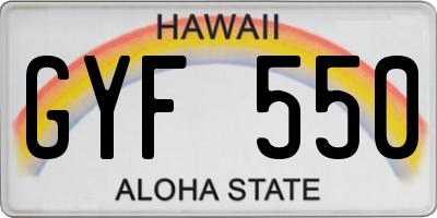 HI license plate GYF550