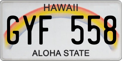 HI license plate GYF558