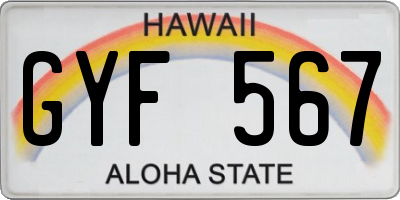 HI license plate GYF567