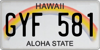 HI license plate GYF581