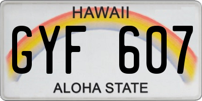 HI license plate GYF607
