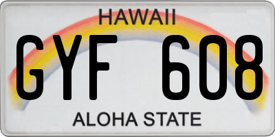 HI license plate GYF608