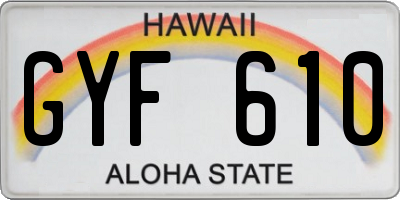 HI license plate GYF610
