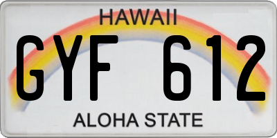 HI license plate GYF612