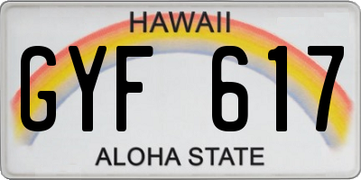 HI license plate GYF617