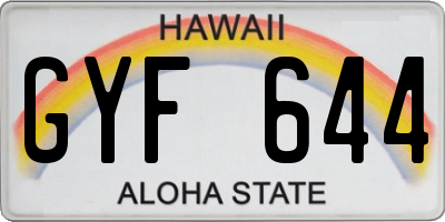 HI license plate GYF644