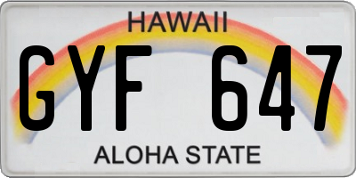 HI license plate GYF647