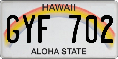 HI license plate GYF702