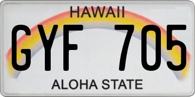 HI license plate GYF705