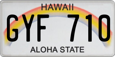 HI license plate GYF710