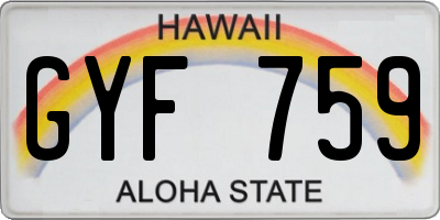 HI license plate GYF759