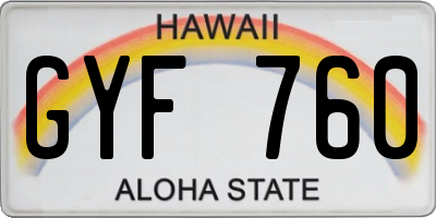 HI license plate GYF760