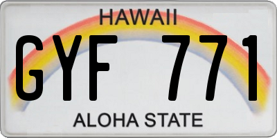 HI license plate GYF771