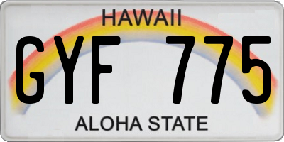 HI license plate GYF775