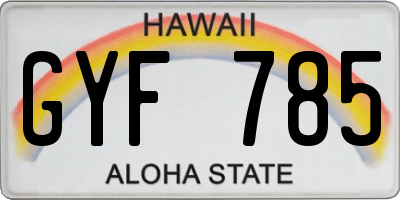 HI license plate GYF785