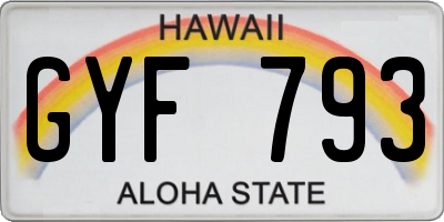 HI license plate GYF793