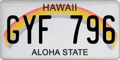 HI license plate GYF796