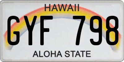 HI license plate GYF798