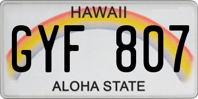 HI license plate GYF807