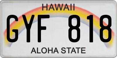 HI license plate GYF818