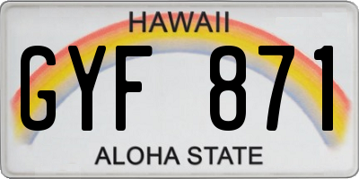 HI license plate GYF871