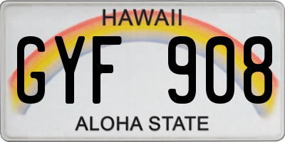 HI license plate GYF908
