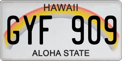 HI license plate GYF909