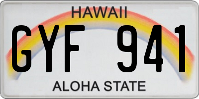 HI license plate GYF941