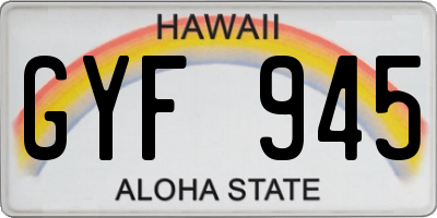HI license plate GYF945
