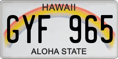 HI license plate GYF965