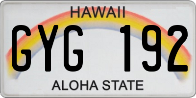 HI license plate GYG192