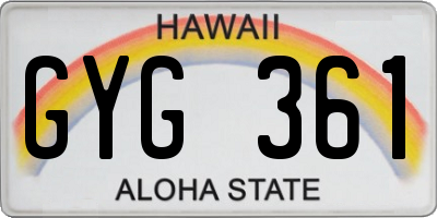 HI license plate GYG361