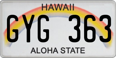 HI license plate GYG363