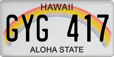 HI license plate GYG417