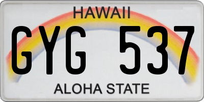 HI license plate GYG537