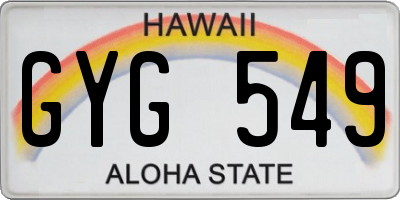 HI license plate GYG549