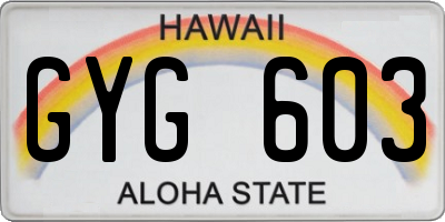 HI license plate GYG603