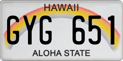 HI license plate GYG651