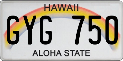 HI license plate GYG750